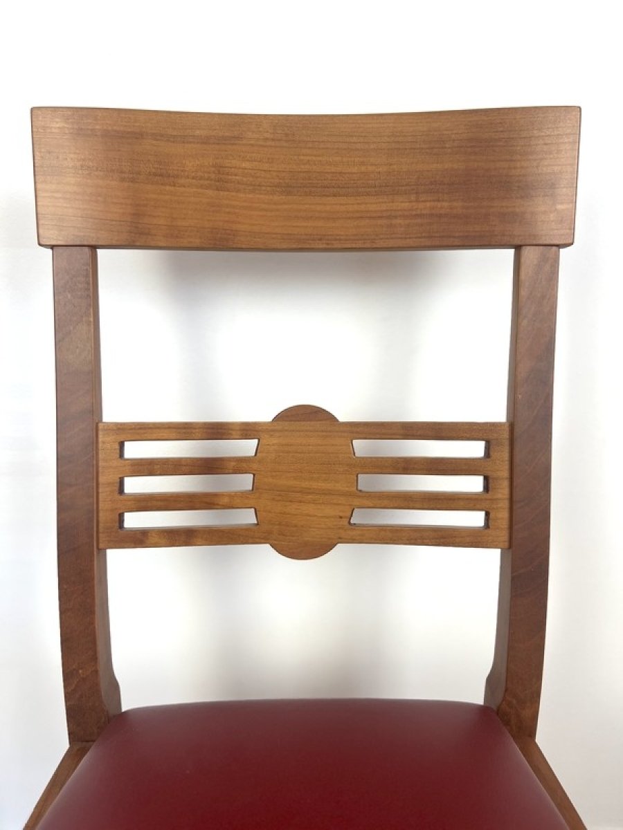 7 nowoczesne krzesło art deco z matowym lakierem - drewno czeresniowe